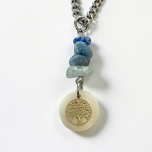 🆕 Gold Tree of Life in Shell with Gemstones Pendant Necklace-Stainless Steel